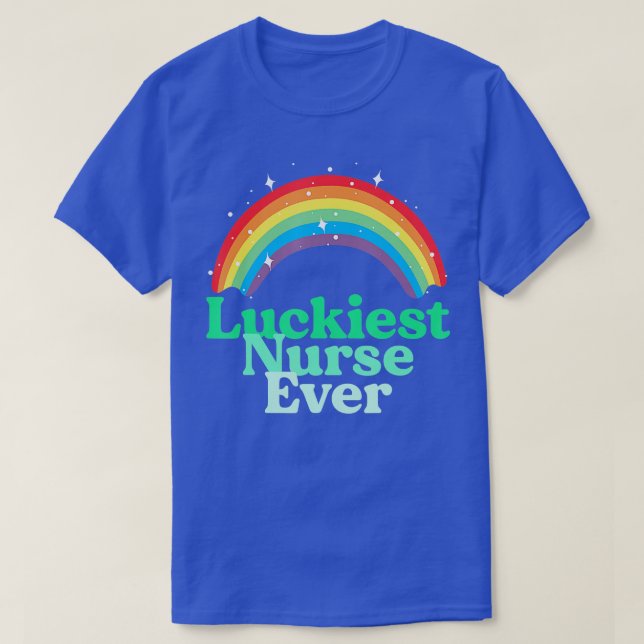 Luckiest Nurse St Patricks Day Retro Hospital Nurs T-Shirt (Design Front)