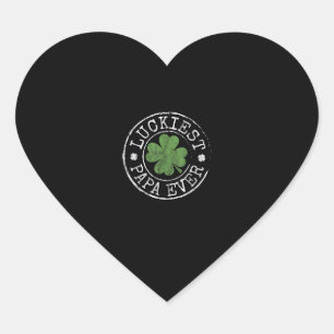 Luckiest Papa Ever Shamrocks Lucky Father St Patri Heart Sticker