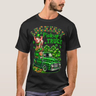 Luckiest Pickup Truck St Patricks Day Pig Farmer D T-Shirt