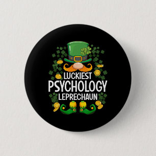 Luckiest Psychology Leprechaun St Patricks Day Par 6 Cm Round Badge