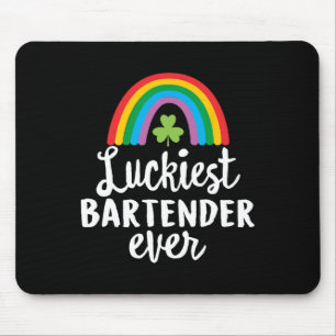 Luckiest Rtender Ever St Patrick Day Shamrocks  Mouse Pad