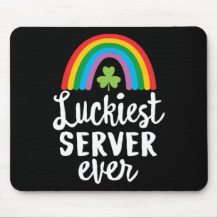 Luckiest Server Ever St Patrick Day Shamrocks Mouse Pad