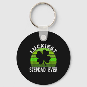 Luckiest stepdad shamrocks lucky st patrick's day key ring