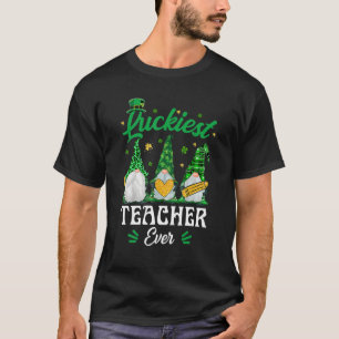 Luckiest Teacher Ever Funny Gnomies St Patrick's D T-Shirt