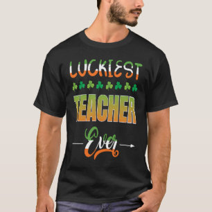Luckiest Teacher Ever Irish Flag Saint Patricks da T-Shirt