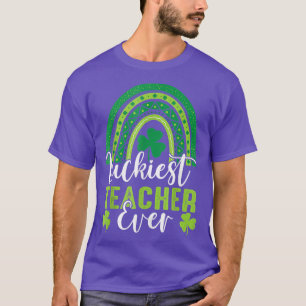 Luckiest Teacher Ever Rainbow Shamrock St Patrick' T-Shirt
