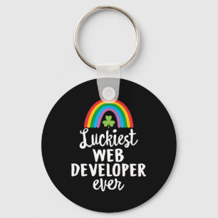 Luckiest Web Developer Ever St Patrick Day Shamroc Key Ring