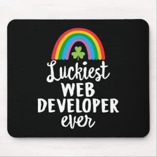 Luckiest Web Developer Ever St Patrick Day Shamroc Mouse Pad