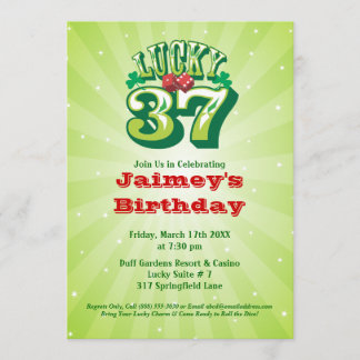 Lucky 37 - Custom Birthday Party Invitation