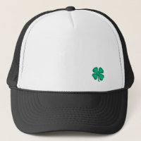 Lucky 4 Leaf Irish Clover black trucker hat