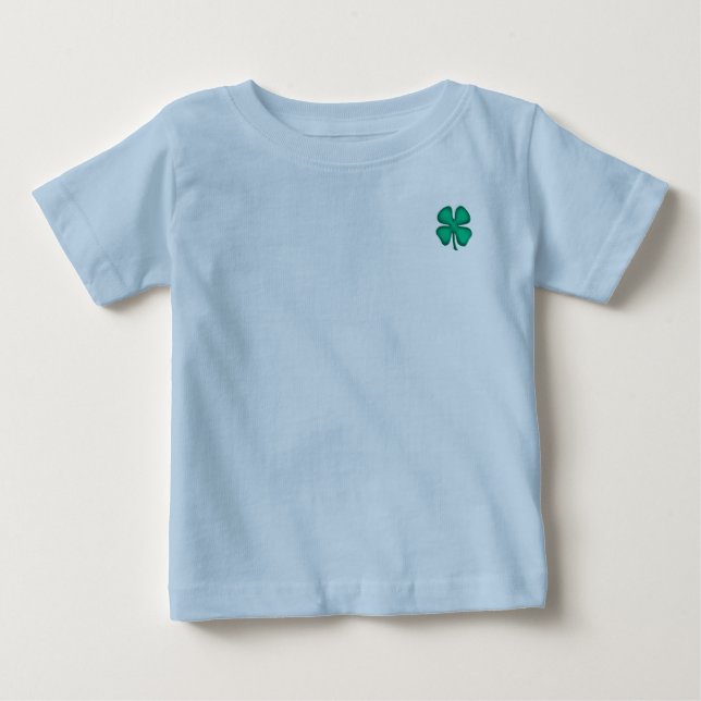Lucky 4 Leaf Irish Clover blue baby T-shirt (Front)