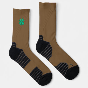 Lucky 4 Leaf Irish Clover brown performance socks