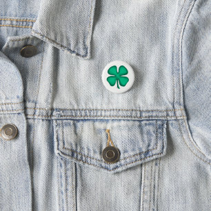 Lucky 4 Leaf Irish Clover button