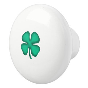 Lucky 4 Leaf Irish Clover ceramic knob
