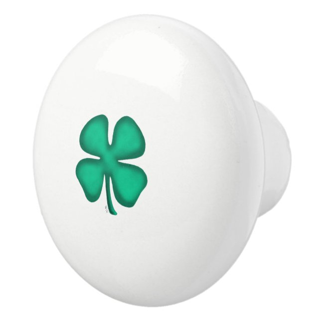 Lucky 4 Leaf Irish Clover ceramic knob (Right)