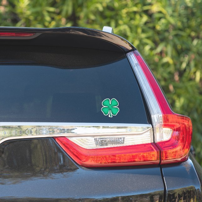 Lucky 4 Leaf Irish Clover extra sm contour sticker (Car Side)