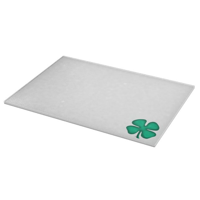 Lucky 4 Leaf Irish Clover glass cutting board (Corner)