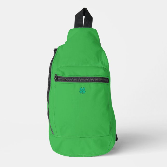 Lucky 4 Leaf Irish Clover green backpack (Front)