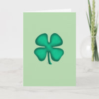Lucky 4 Leaf Irish Clover green greeting card