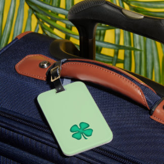 Lucky 4 Leaf Irish Clover green luggage tag