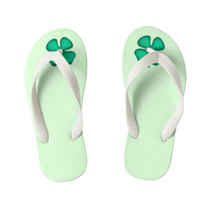 Lucky 4 Leaf Irish Clover green toddler flip flops