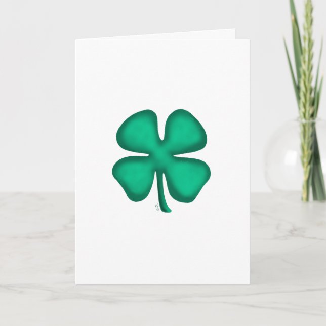 Lucky 4 Leaf Irish Clover greeting card (vert) (Front)