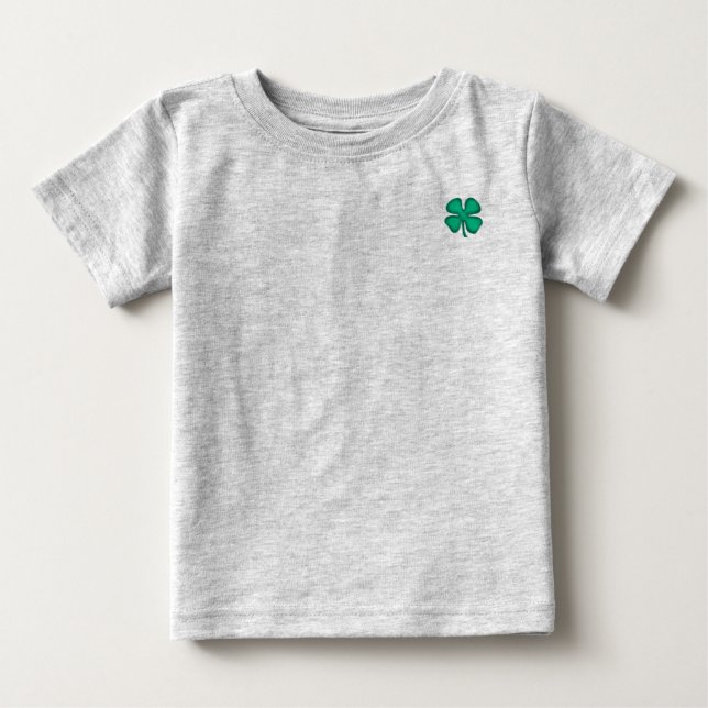 Lucky 4 Leaf Irish Clover grey baby T-shirt (Front)