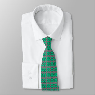 Lucky 4 Leaf Irish Clover grey neck tie