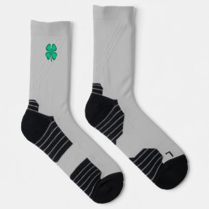 Lucky 4 Leaf Irish Clover grey performance socks