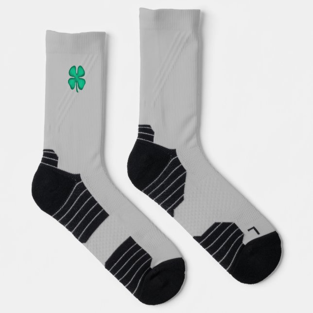 Lucky 4 Leaf Irish Clover grey performance socks (Right)