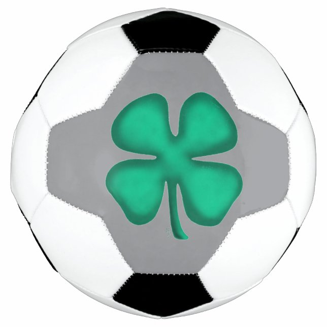 Lucky 4 Leaf Irish Clover grey soccer ball (Front)