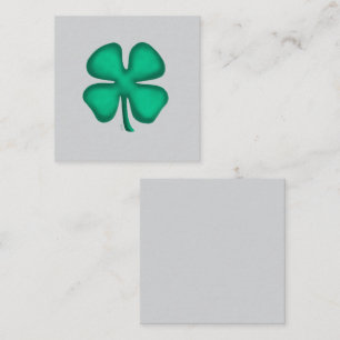 Lucky 4 Leaf Irish Clover grey sq business card