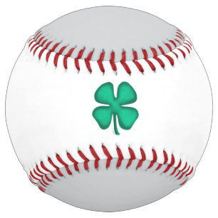 Lucky 4 Leaf Irish Clover grey white softball