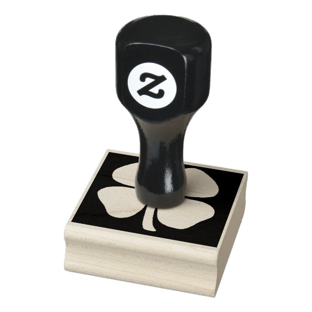 Lucky 4 Leaf Irish Clover inverted lg rubber stamp (Stamp)