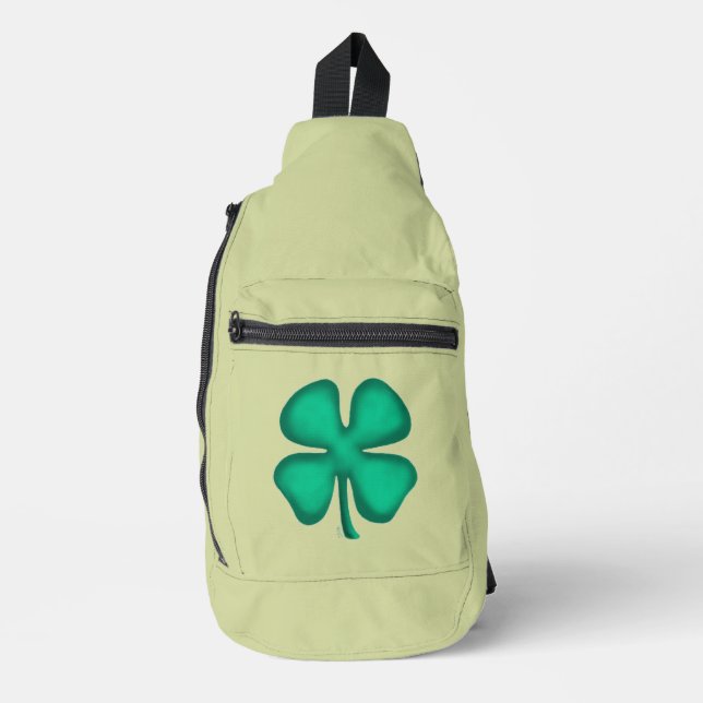 Lucky 4 Leaf Irish Clover light green backpack (Front)
