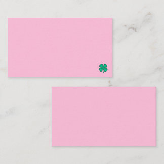 Lucky 4 Leaf Irish Clover sm pink business card
