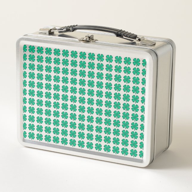  Lucky 4 Leaf Irish Clover stainless stl lunchbox (Front)