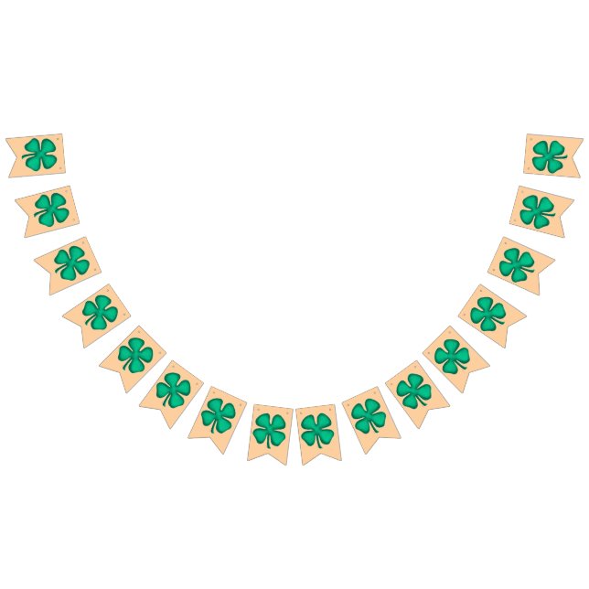 Lucky 4 Leaf Irish Clover tan bunting banner (All)
