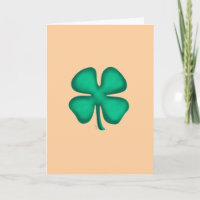 Lucky 4 Leaf Irish Clover tan greeting card