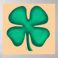 Lucky 4 Leaf Irish Clover tan matte poster