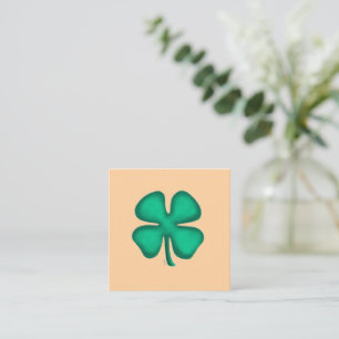 Lucky 4 Leaf Irish Clover tan sq business card