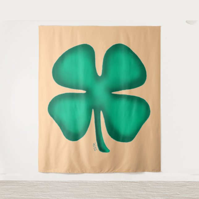 Lucky 4 Leaf Irish Clover tan tapestry (Front)