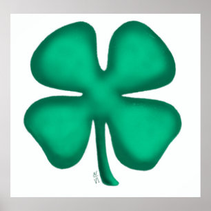 Lucky 4 Leaf Irish Clover value white matte poster