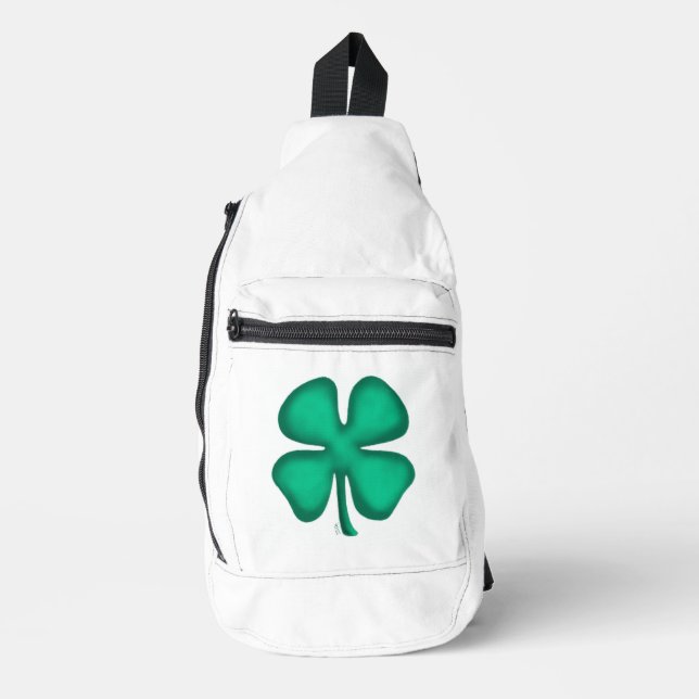Lucky 4 Leaf Irish Clover white backpack (Front)