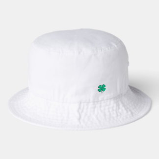 Lucky 4 Leaf Irish Clover white bucket hat