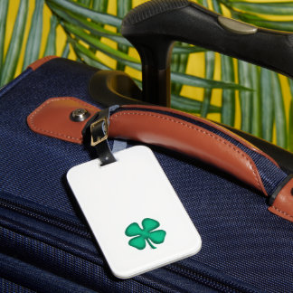 Lucky 4 Leaf Irish Clover white luggage tag