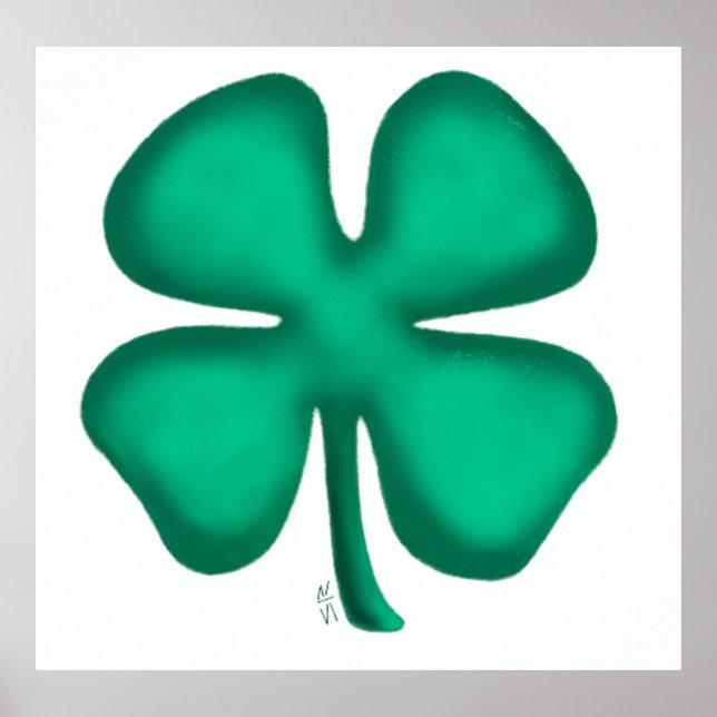 Lucky 4 Leaf Irish Clover white matte poster (Front)