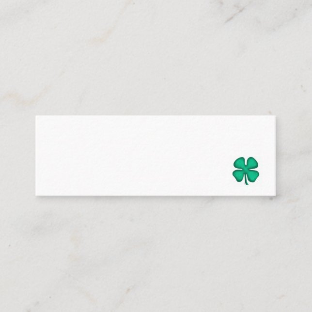 Lucky 4 Leaf Irish Clover white mini business card (Front)