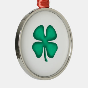 Lucky 4 Leaf Irish Clover white r premium ornament