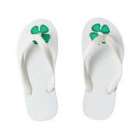 Lucky 4 Leaf Irish Clover white toddler flip flops